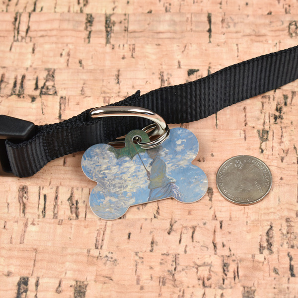 Promenade Woman by Claude Monet Bone Shaped Dog ID Tag - Large - In Context
