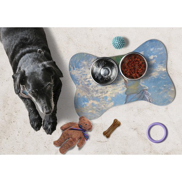 Promenade Woman by Claude Monet Bone Shaped Mat w/ Food & Water