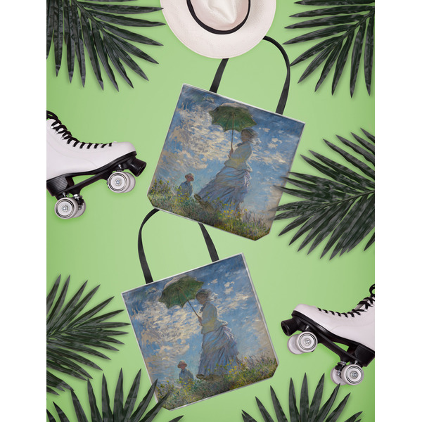 Promenade Woman by Claude Monet Canvas Tote Lifestyle Front and Back- 13x13