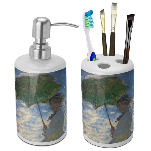Custom Promenade Woman by Claude Monet Ceramic Bathroom Accessories Set