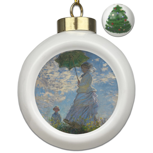 Custom Promenade Woman by Claude Monet Ceramic Ball Ornament - Christmas Tree