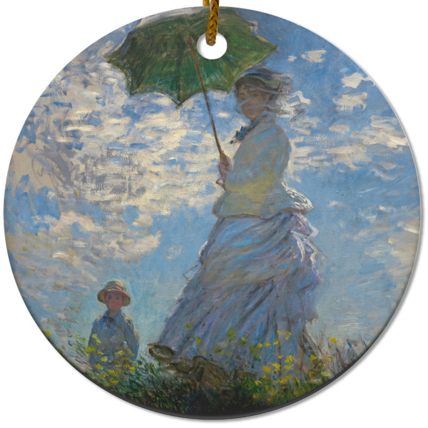 Custom Promenade Woman by Claude Monet Round Ceramic Ornament