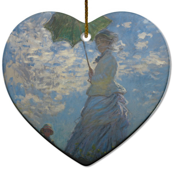 Custom Promenade Woman by Claude Monet Heart Ceramic Ornament