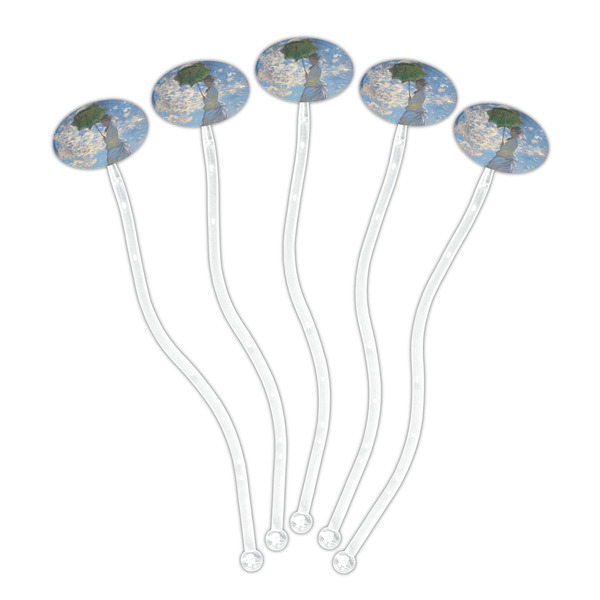 Promenade Woman by Claude Monet Clear Plastic 7" Stir Stick - Oval - Fan