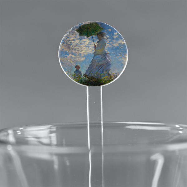 Custom Promenade Woman by Claude Monet 5.5" Round Plastic Stir Sticks - Clear