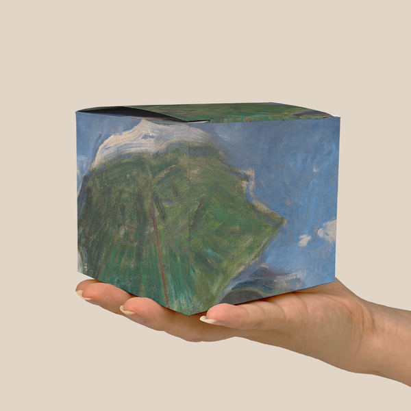 Promenade Woman by Claude Monet Cube Favor Gift Box - On Hand - Scale View