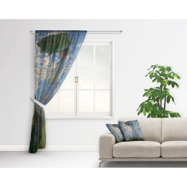 Promenade Woman by Claude Monet Curtain With Window and Rod - in Room Matching Pillow