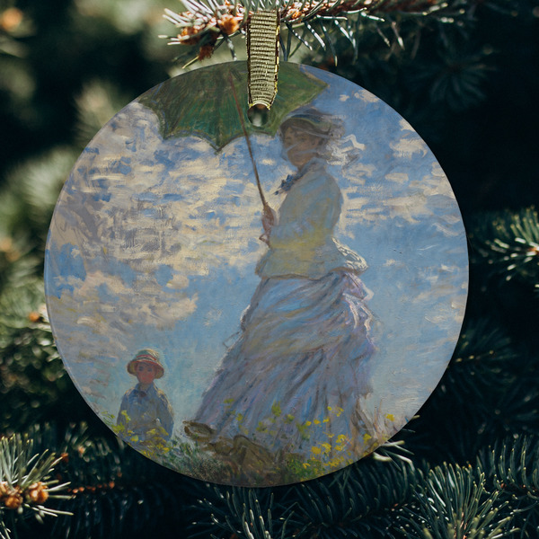 Promenade Woman by Claude Monet Frosted Glass Ornament - Round (Lifestyle)