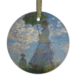 Promenade Woman by Claude Monet Flat Glass Ornament - Round