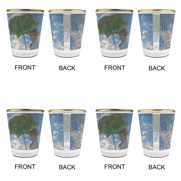 Promenade Woman by Claude Monet Glass Shot Glass - with gold rim - Set of 4 - APPROVAL