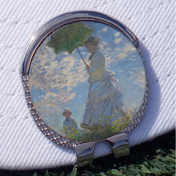 Promenade Woman by Claude Monet Golf Ball Marker Hat Clip - Silver - Front