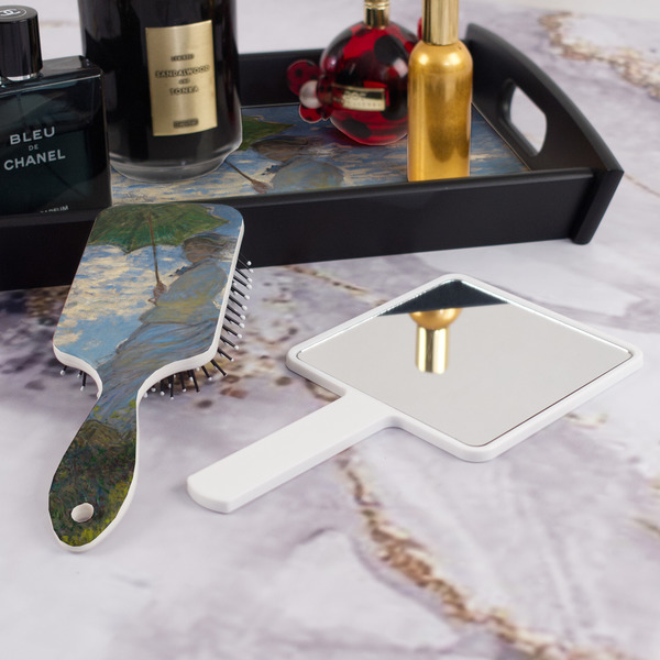 Promenade Woman by Claude Monet Hair Brush - With Hand Mirror