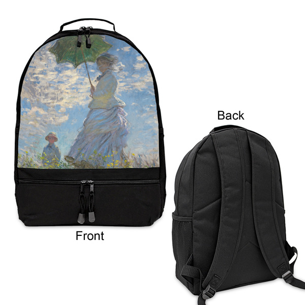 Promenade Woman by Claude Monet Large Backpack - Black - Front & Back View