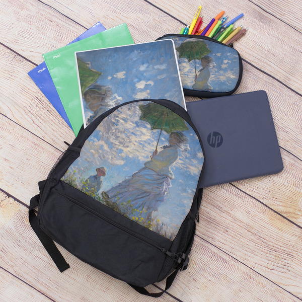 Promenade Woman by Claude Monet Large Backpack - Black - With Stuff