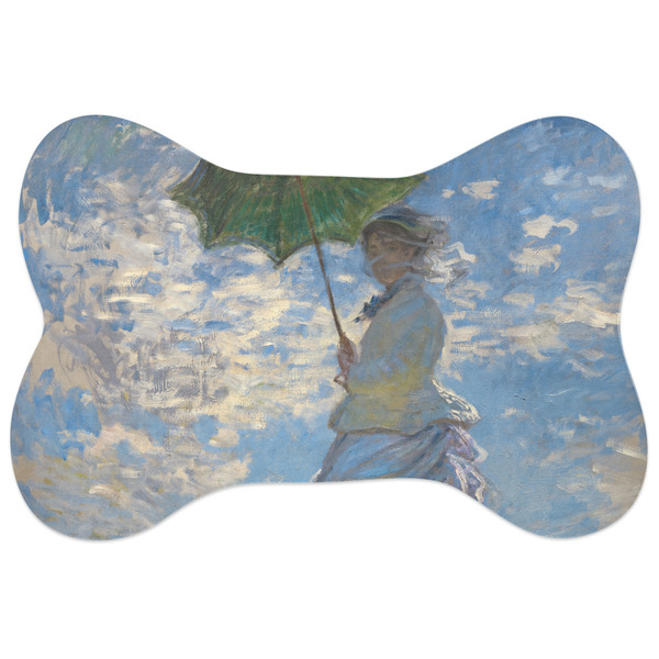 Custom Promenade Woman by Claude Monet Bone Shaped Dog Food Mat (Large)