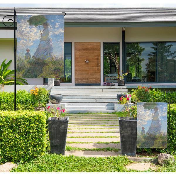 Custom Promenade Woman by Claude Monet Large Garden Flag - Single Sided