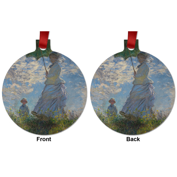 Promenade Woman by Claude Monet Metal Ball Ornament - Front and Back
