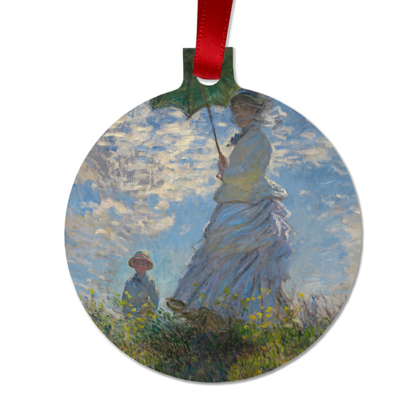 Custom Promenade Woman by Claude Monet Metal Ball Ornament - Double Sided