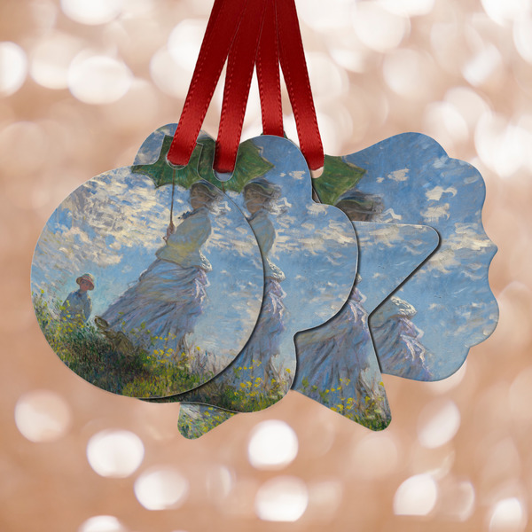 Custom Promenade Woman by Claude Monet Metal Ornaments - Double Sided