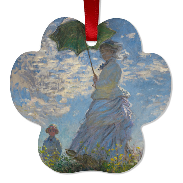 Custom Promenade Woman by Claude Monet Metal Paw Ornament - Double Sided