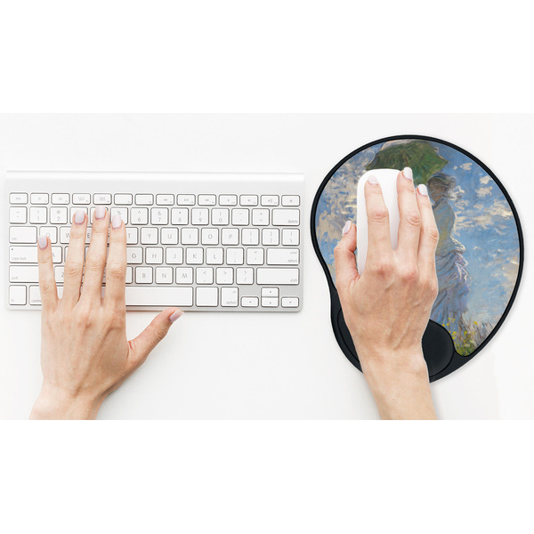 Promenade Woman by Claude Monet Mouse Pad with Wrist Rest - LIFESYTLE 2 (in use)