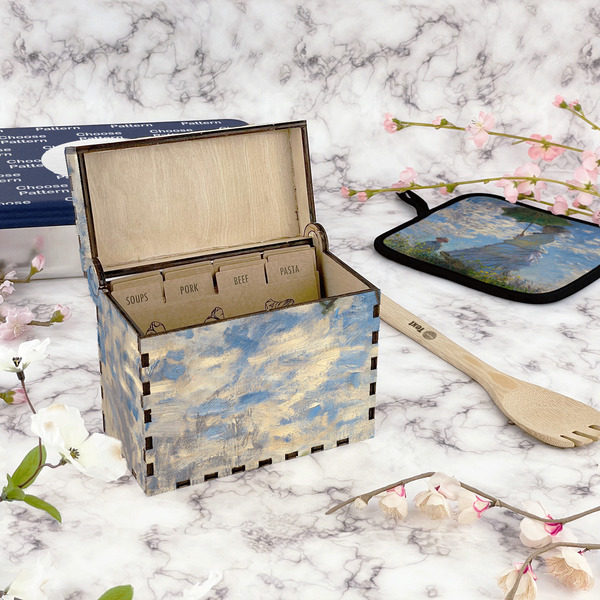 Promenade Woman by Claude Monet Recipe Box - Full Color - In Context