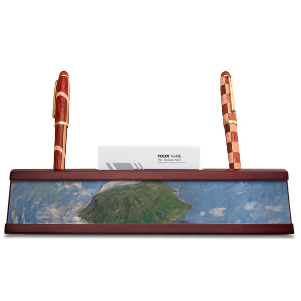 Promenade Woman by Claude Monet Red Mahogany Nameplates with Business Card Holder - Straight
