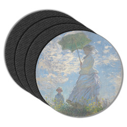 Promenade Woman by Claude Monet Round Rubber Backed Coasters - Set of 4