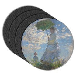 Promenade Woman by Claude Monet Round Rubber Backed Coasters - Set of 4
