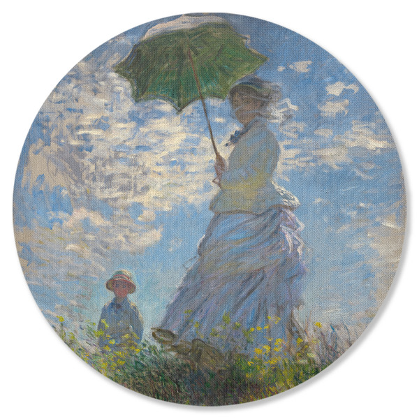 Custom Promenade Woman by Claude Monet Round Rubber Backed Coaster