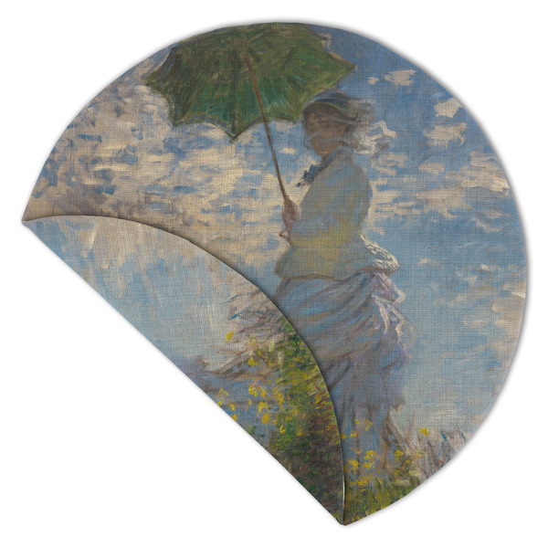 Promenade Woman by Claude Monet Round Linen Placemats - Front (folded corner double sided)
