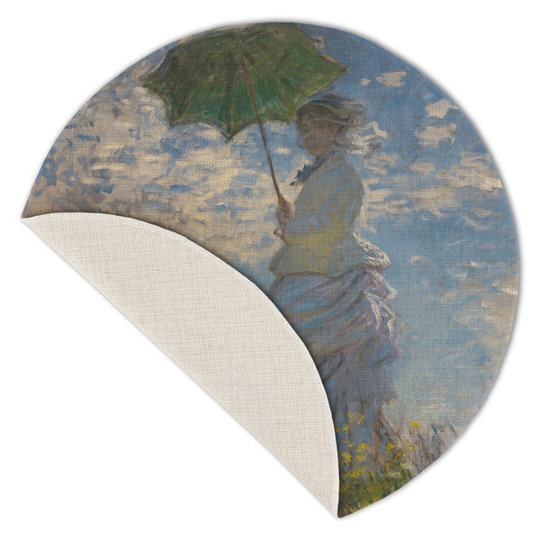 Promenade Woman by Claude Monet Round Linen Placemats - Front (folded corner single sided)