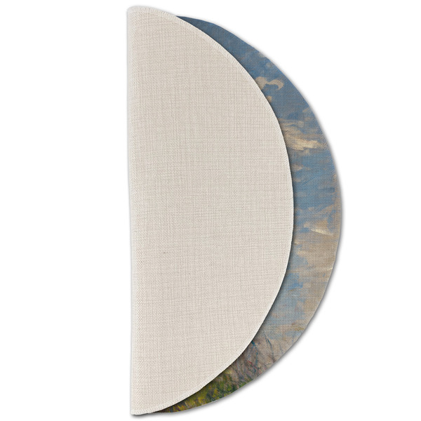 Promenade Woman by Claude Monet Round Linen Placemats - HALF FOLDED (single sided)