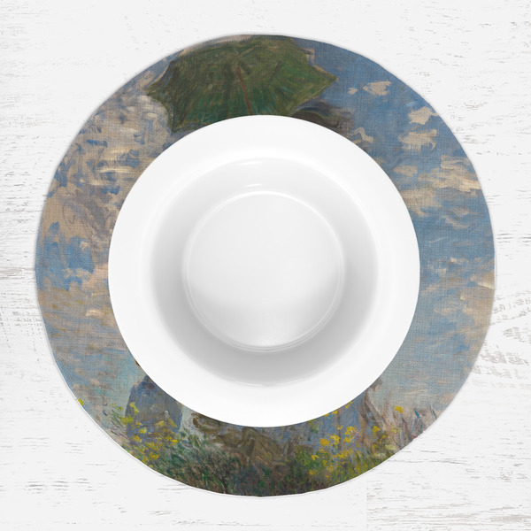 Promenade Woman by Claude Monet Round Linen Placemats - LIFESTYLE (single)