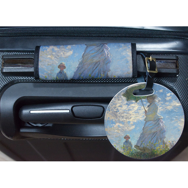 Promenade Woman by Claude Monet Round Luggage Tag & Handle Wrap - In Context