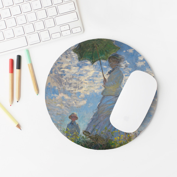 Promenade Woman by Claude Monet Round Mousepad - LIFESTYLE 2