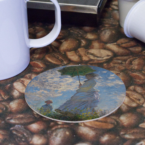 Promenade Woman by Claude Monet Round Paper Coaster - Front