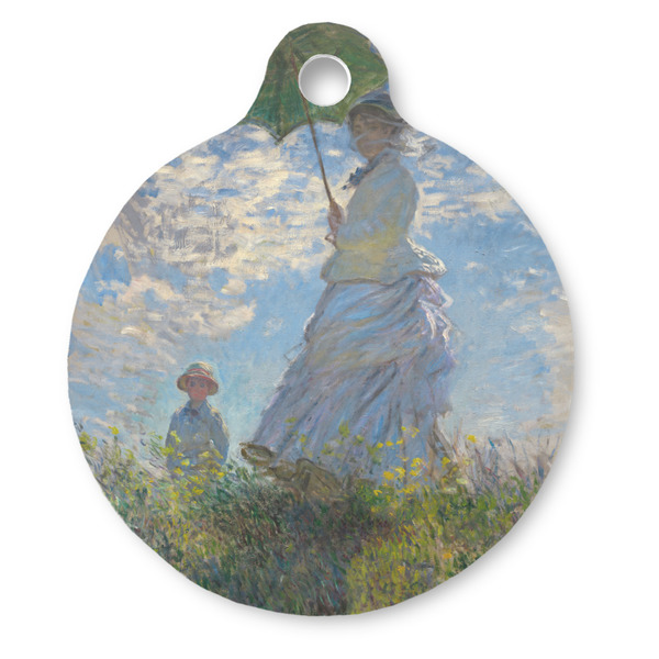 Custom Promenade Woman by Claude Monet Round Pet ID Tag