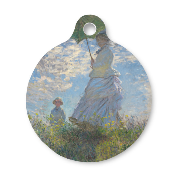 Custom Promenade Woman by Claude Monet Round Pet ID Tag - Small
