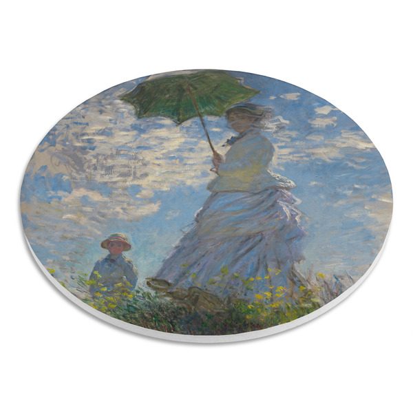Promenade Woman by Claude Monet Round Stone Trivet - Angle View