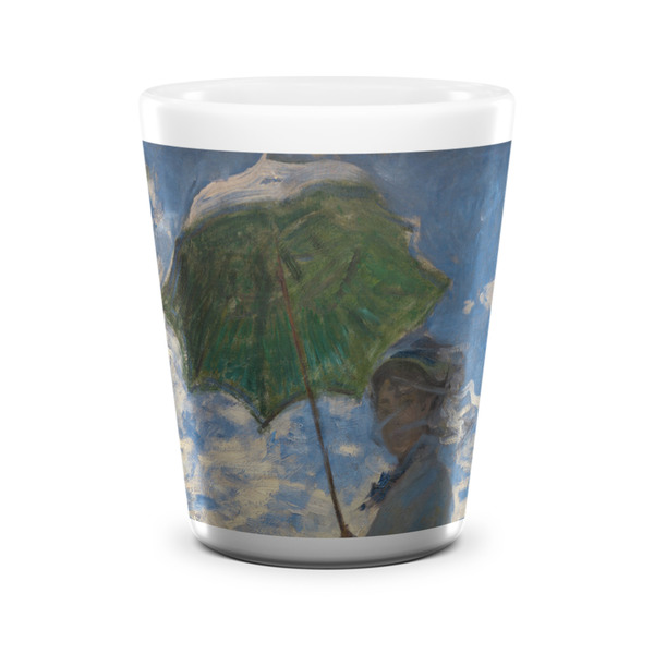 Custom Promenade Woman by Claude Monet Ceramic Shot Glass - 1.5 oz - White - Single