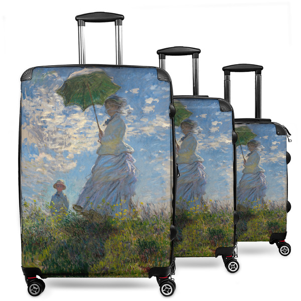Custom Promenade Woman by Claude Monet 3 Piece Luggage Set - 20" Carry On, 24" Medium Checked, 28" Large Checked