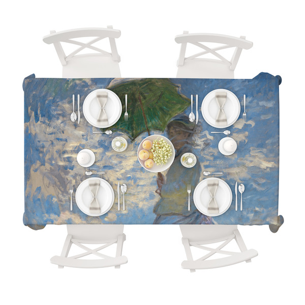 Promenade Woman by Claude Monet Tablecloths (58"x102") - TOP VIEW (with plates)