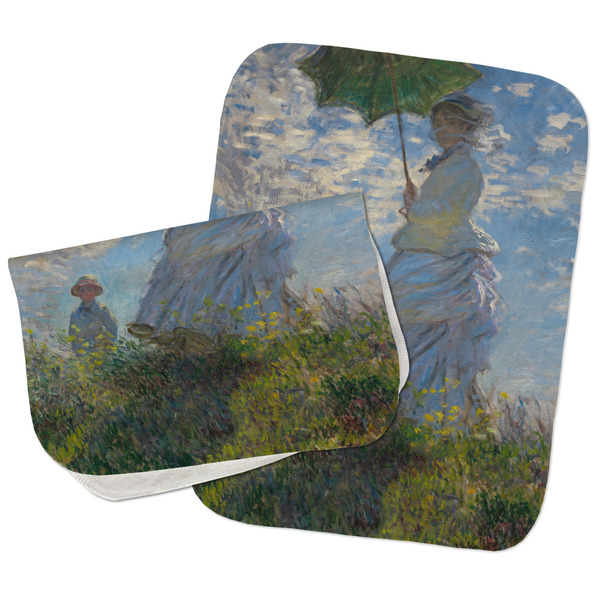 Promenade Woman by Claude Monet Two Rectangle Burp Cloths - Open & Folded