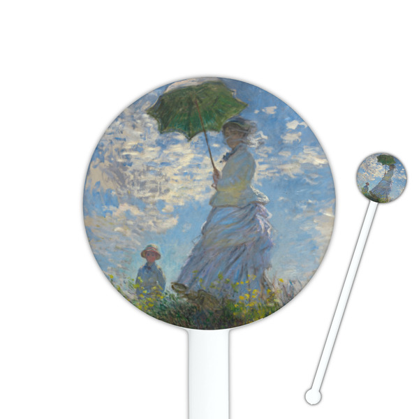 Custom Promenade Woman by Claude Monet 5.5" Round Plastic Stir Sticks - White - Single Sided