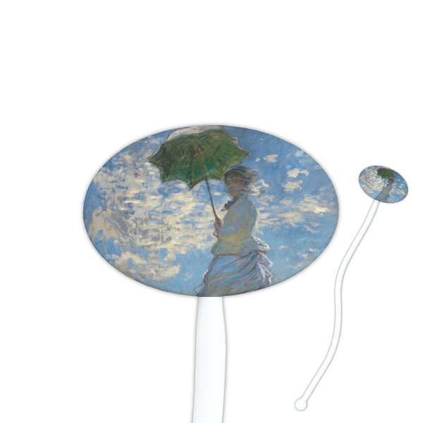 Custom Promenade Woman by Claude Monet 7" Oval Plastic Stir Sticks - White - Double Sided