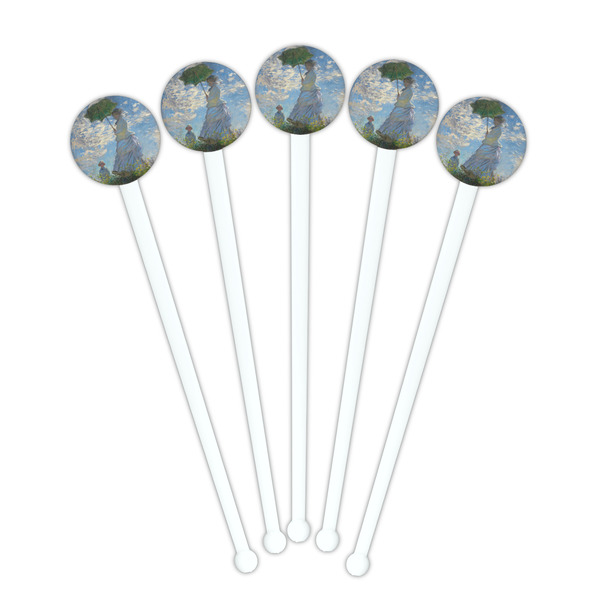 Promenade Woman by Claude Monet White Plastic 7" Stir Stick - Round - Fan View