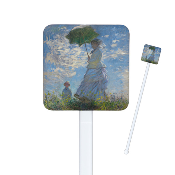 Custom Promenade Woman by Claude Monet Square Plastic Stir Sticks - Double Sided