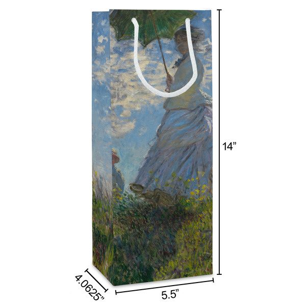 Promenade Woman by Claude Monet Wine Gift Bag - Dimensions