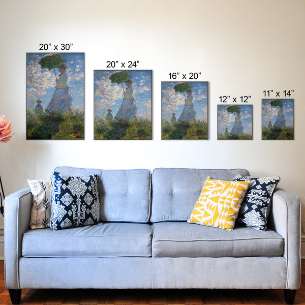 Promenade Woman by Claude Monet Wood Prints - Size Comparison